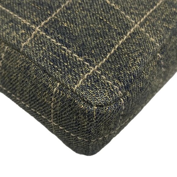 Auth CHANEL Chocolate Bar Navy Denim Leather Shoulder Bag - Picture 8 of 14